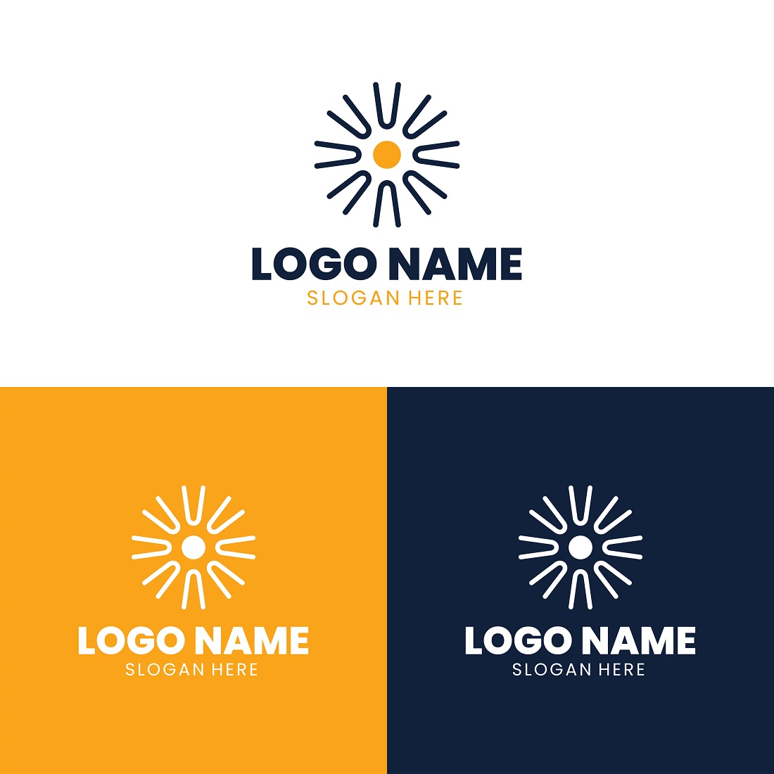 Flat sun logo design cover image.