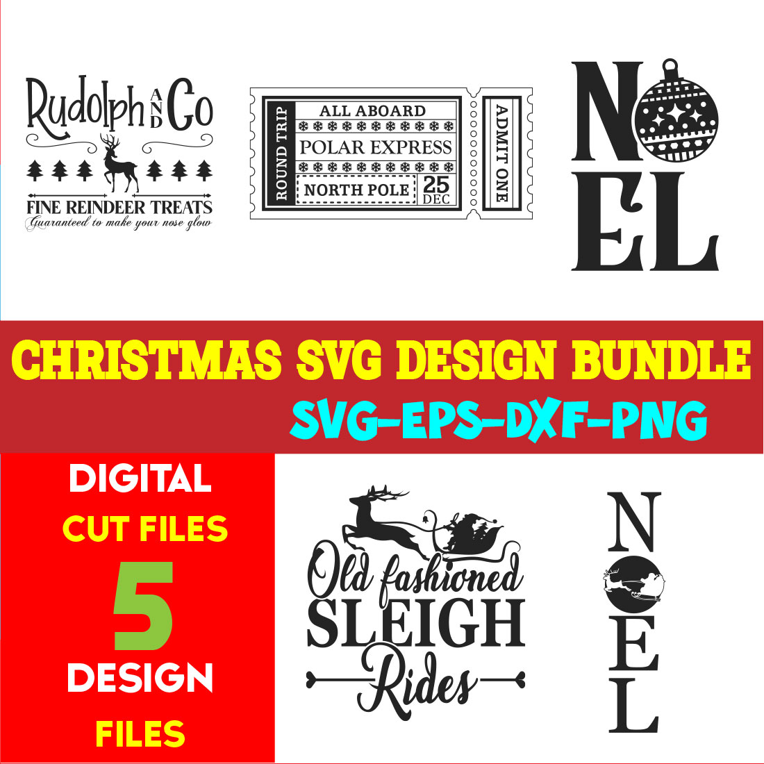 Christmas SVG T-shirt Design Bundle Volume-78 cover image.