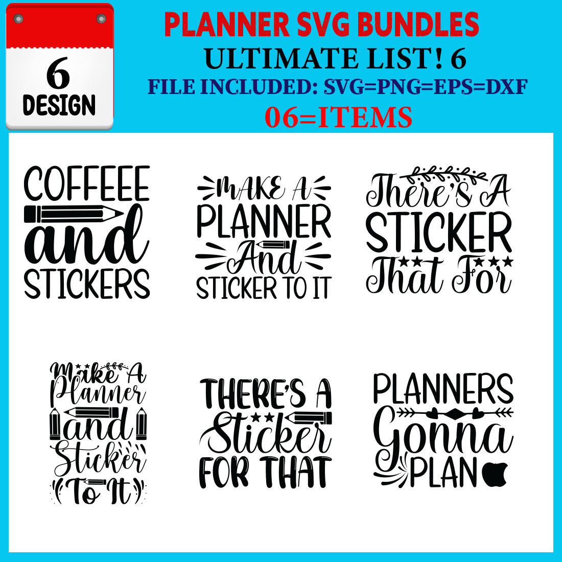 Planner T-shirt Design Bundle Vol-06 cover image.