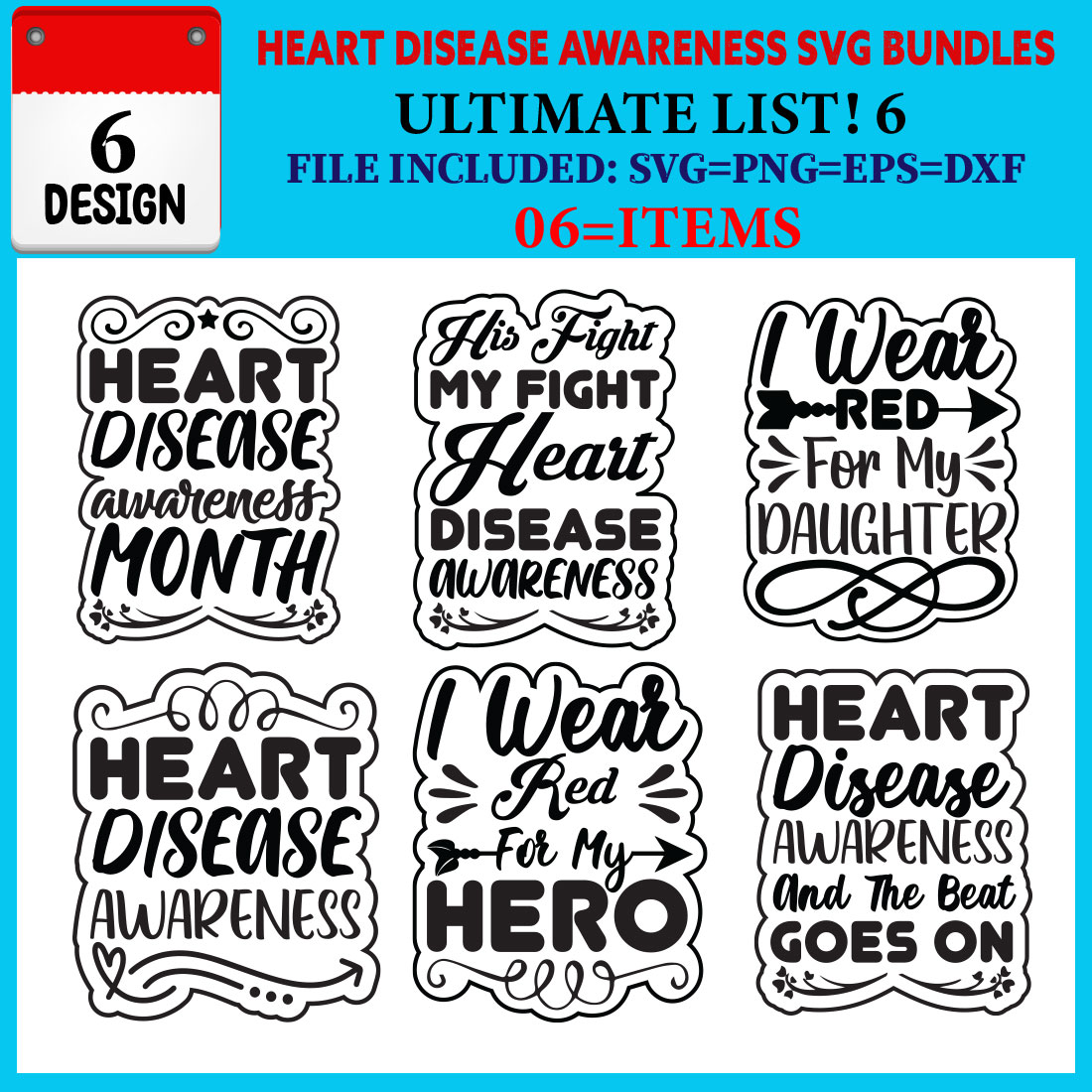 Heart Disease Awareness T-shirt Design Bundle Vol-01 cover image.