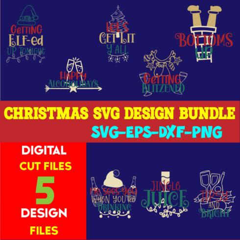 Christmas SVG T-shirt Design Bundle Volume-105 cover image.