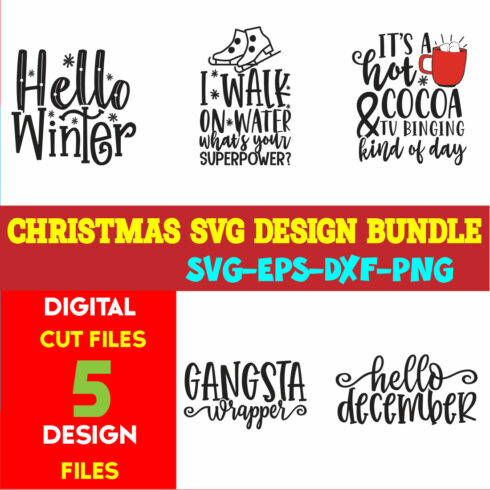 Christmas SVG T-shirt Design Bundle Volume-74 cover image.