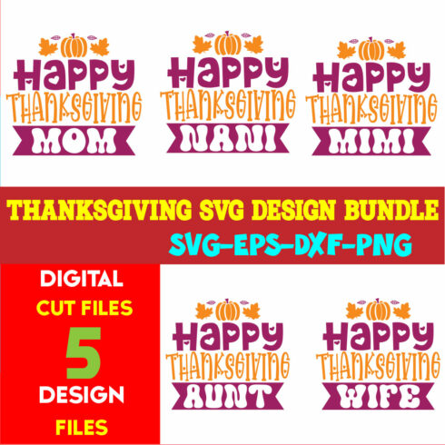 Thanksgiving T-shirt Design Bundle Vol-15 cover image.