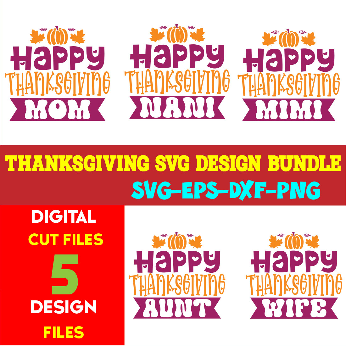 Thanksgiving T-shirt Design Bundle Vol-15 cover image.