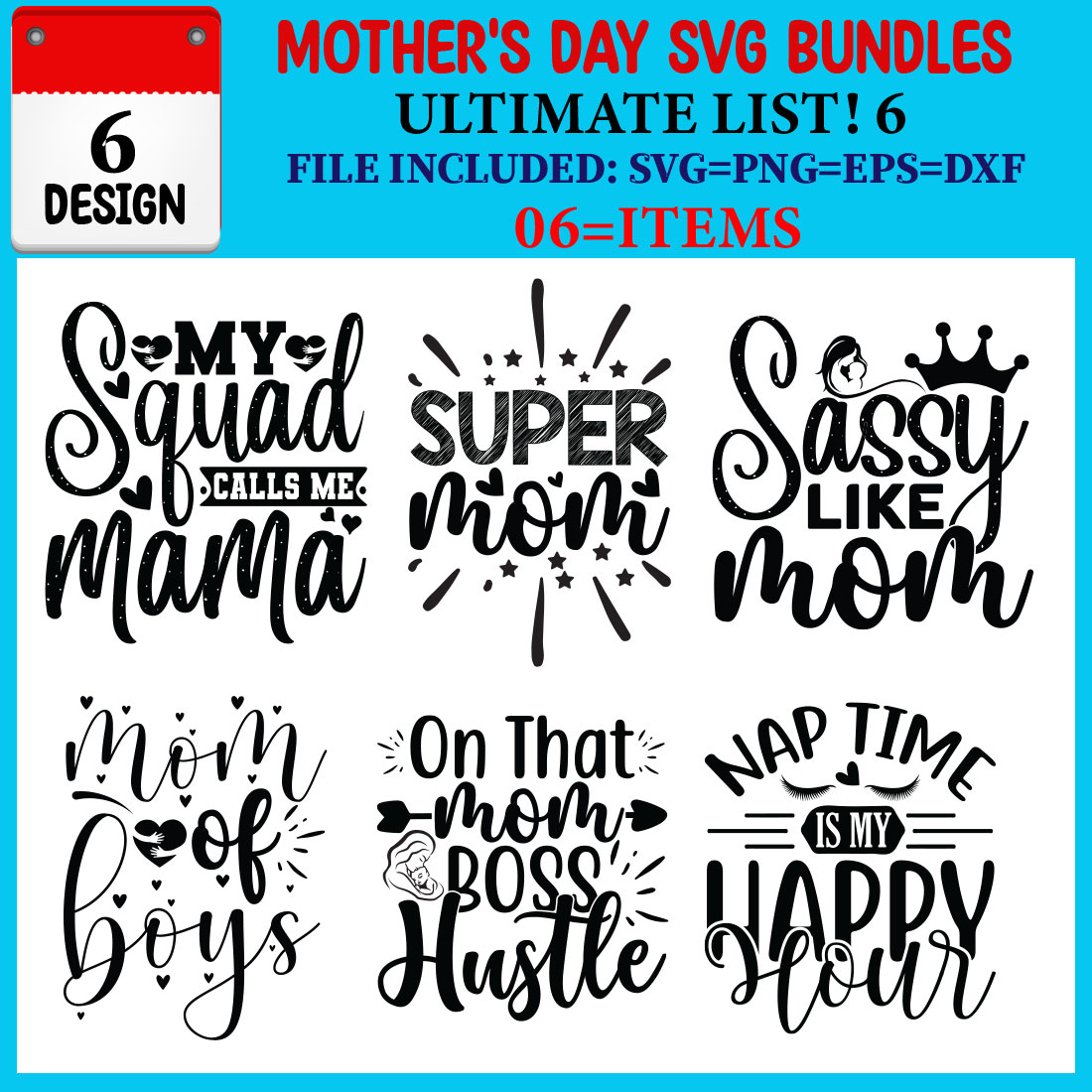 Mother's Day T-shirt Design Bundle cover image.