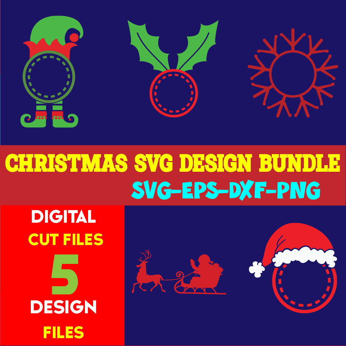 Christmas SVG T-shirt Design Bundle Volume-70 cover image.