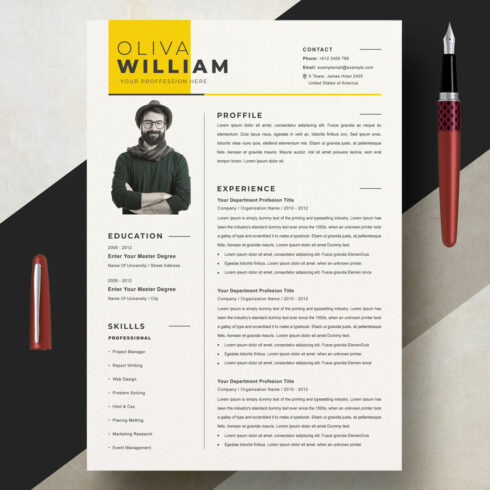 Modern Resume Template | Professional CV Template | Pages cover image.