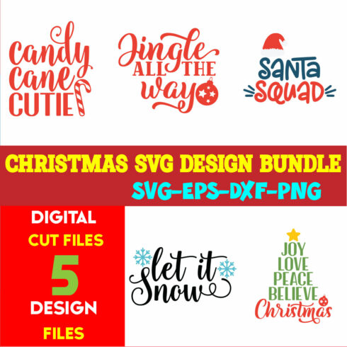 Christmas SVG T-shirt Design Bundle Volume-86 cover image.