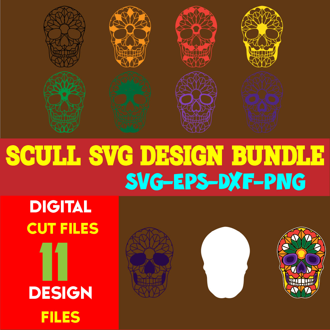 Scull SVG Design Bundle cover image.