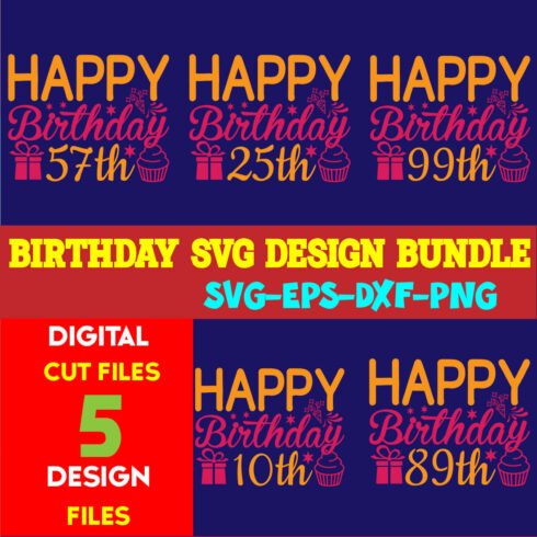 Birthday T-shirt Design Bundle Vol-06 cover image.