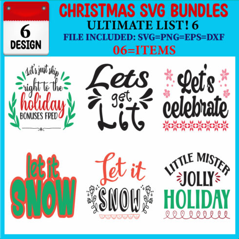 Christmas SVG T-shirt Design Bundle cover image.