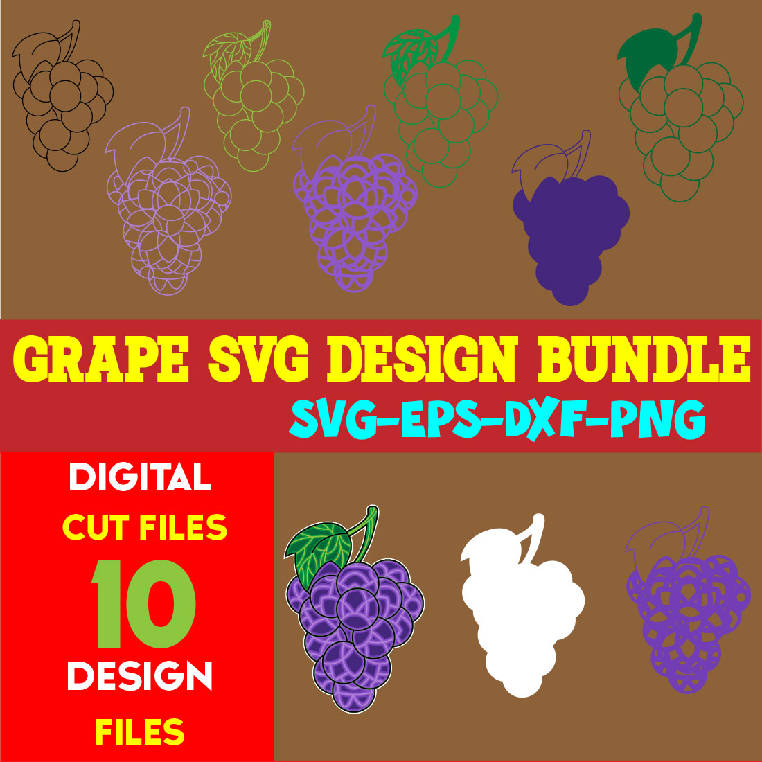 Grape SVG Design Bundle cover image.