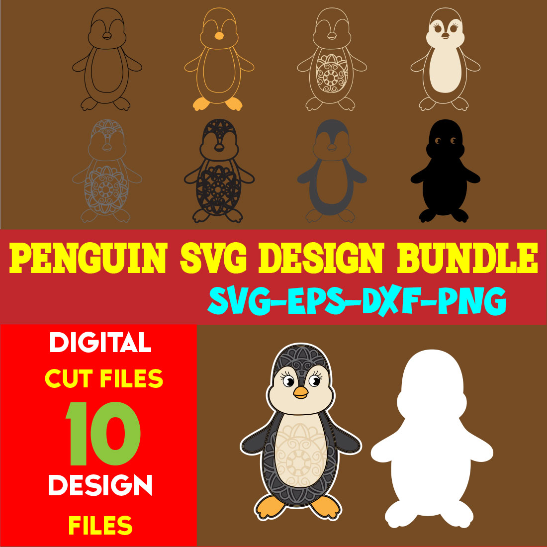 Penguin SVG Design Bundle cover image.