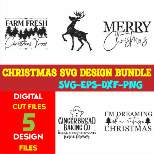 Christmas SVG T-shirt Design Bundle Volume-77 cover image.