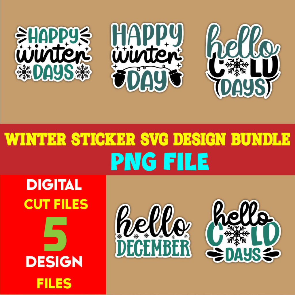 Winter Sticker T-shirt Design Bundle volume -03 - MasterBundles