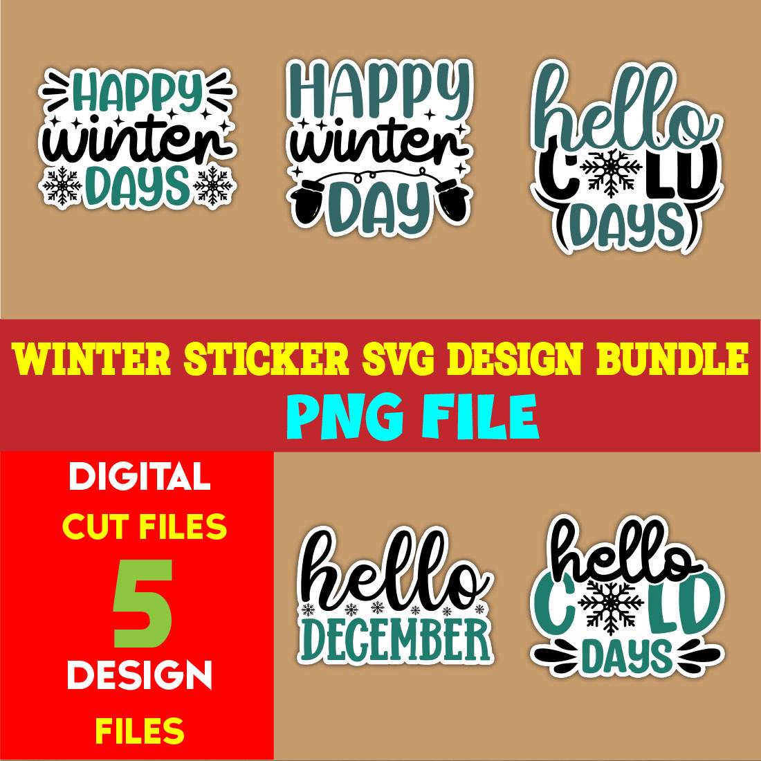 Winter Sticker T-shirt Design Bundle volume -03 cover image.