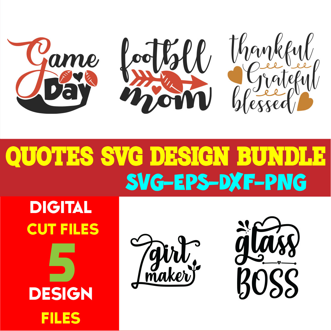 Quotes T-shirt Design Bundle Vol-07 cover image.