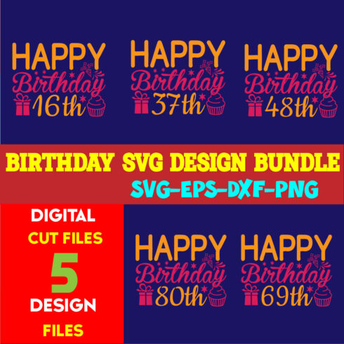 Birthday T-shirt Design Bundle Vol-03 cover image.