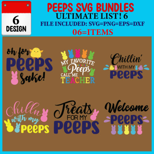 Peeps SVG T-shirt Design Bundle cover image.