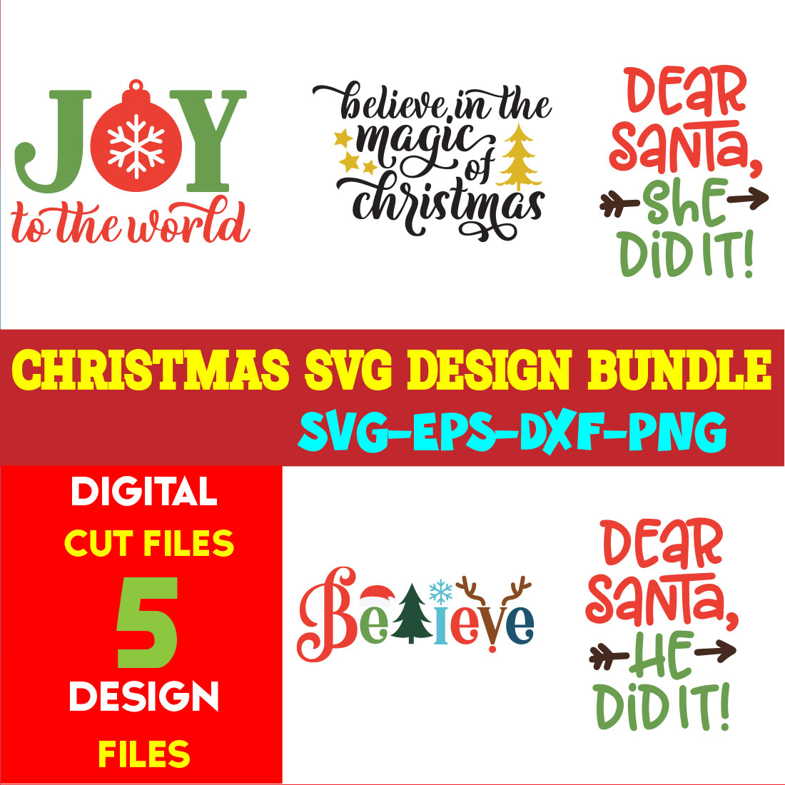 Christmas SVG T-shirt Design Bundle Volume-90 cover image.