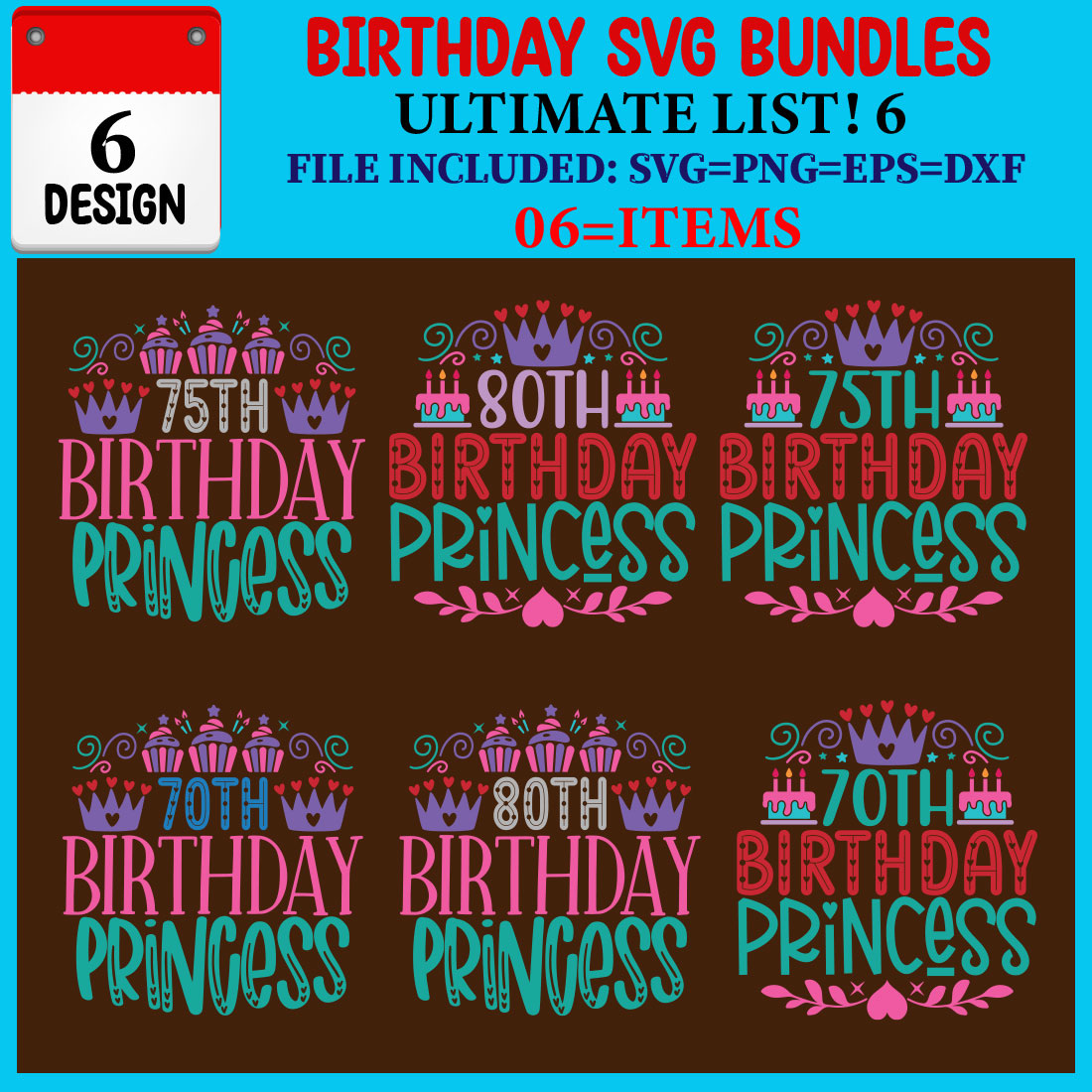 Birthday SVG T-shirt Design Bundle cover image.