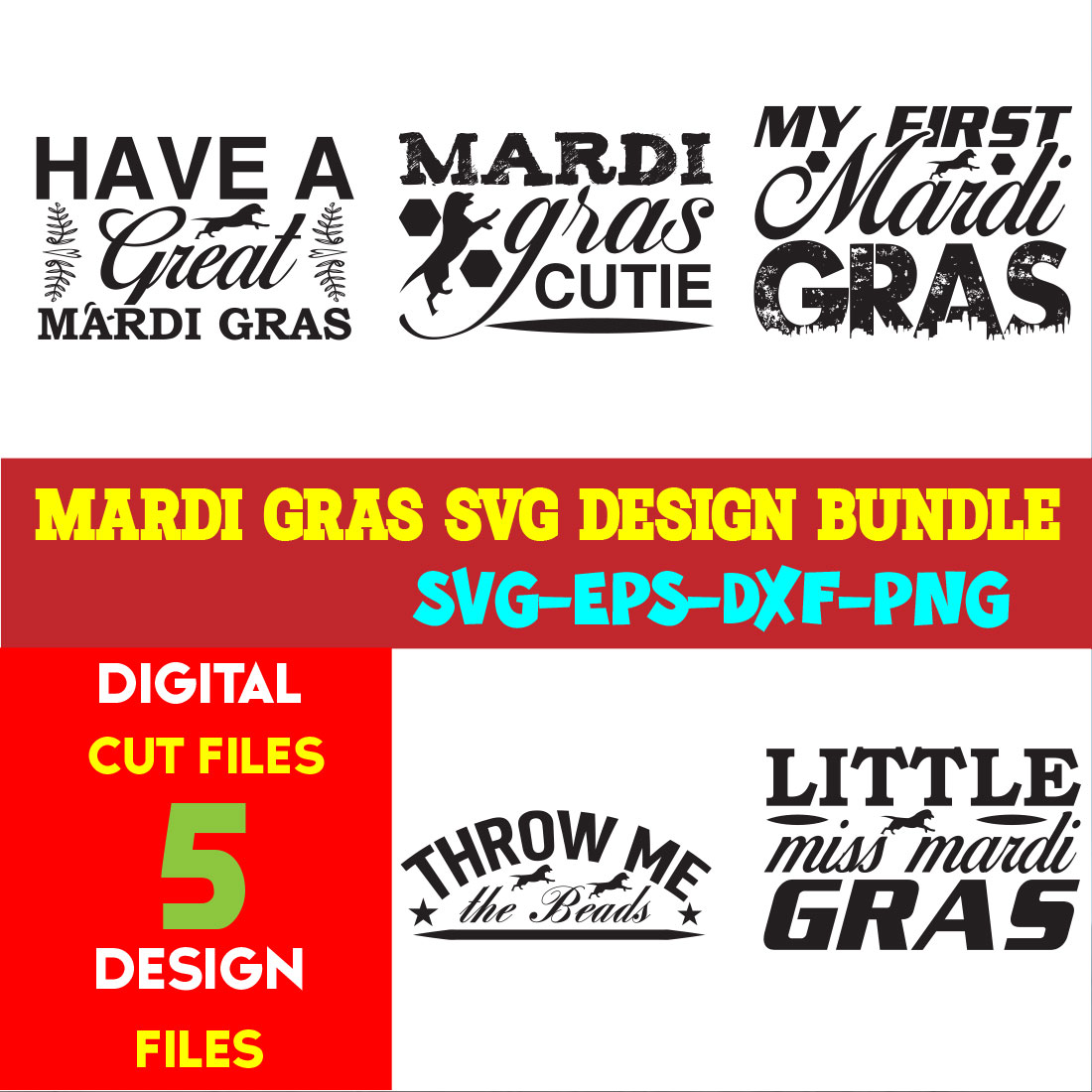 Mardi Gras T-shirt Design Bundle Vol-04 cover image.