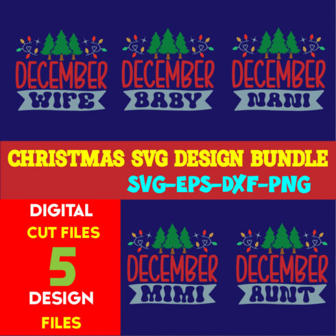 Christmas SVG T-shirt Design Bundle Volume-57 cover image.