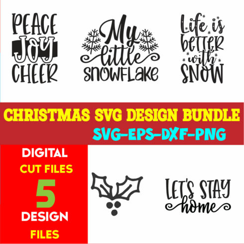 Christmas SVG T-shirt Design Bundle Volume-75 cover image.