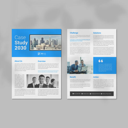 Corporate business case study flyer design template cover image.