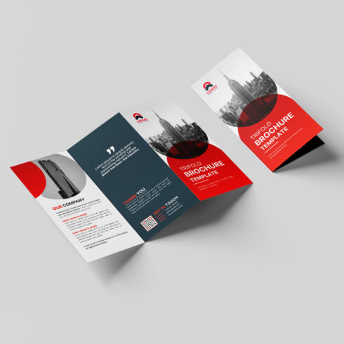 Red Trifold Brochure Template Design cover image.