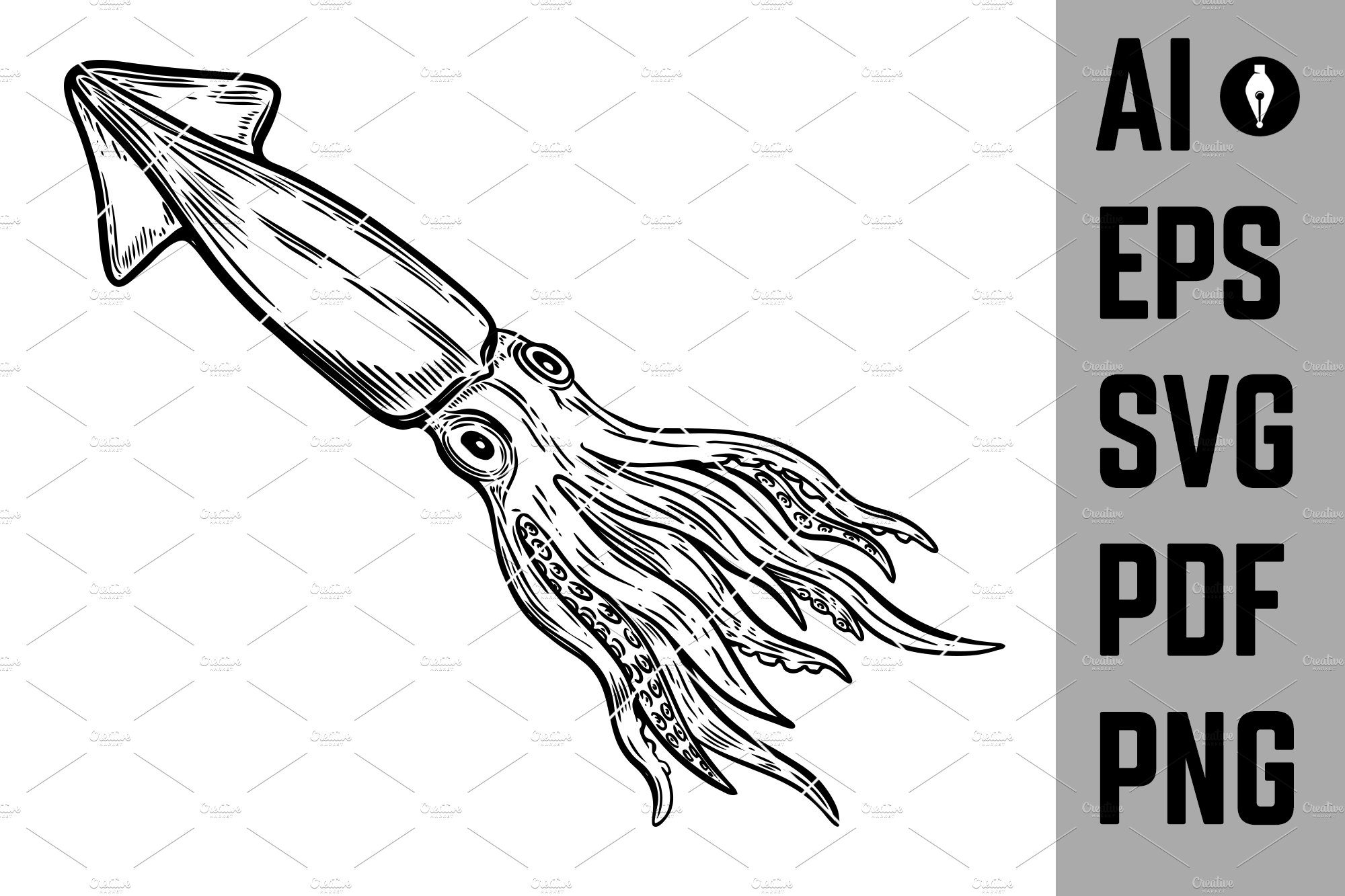 Squid illustration SVG cover image.