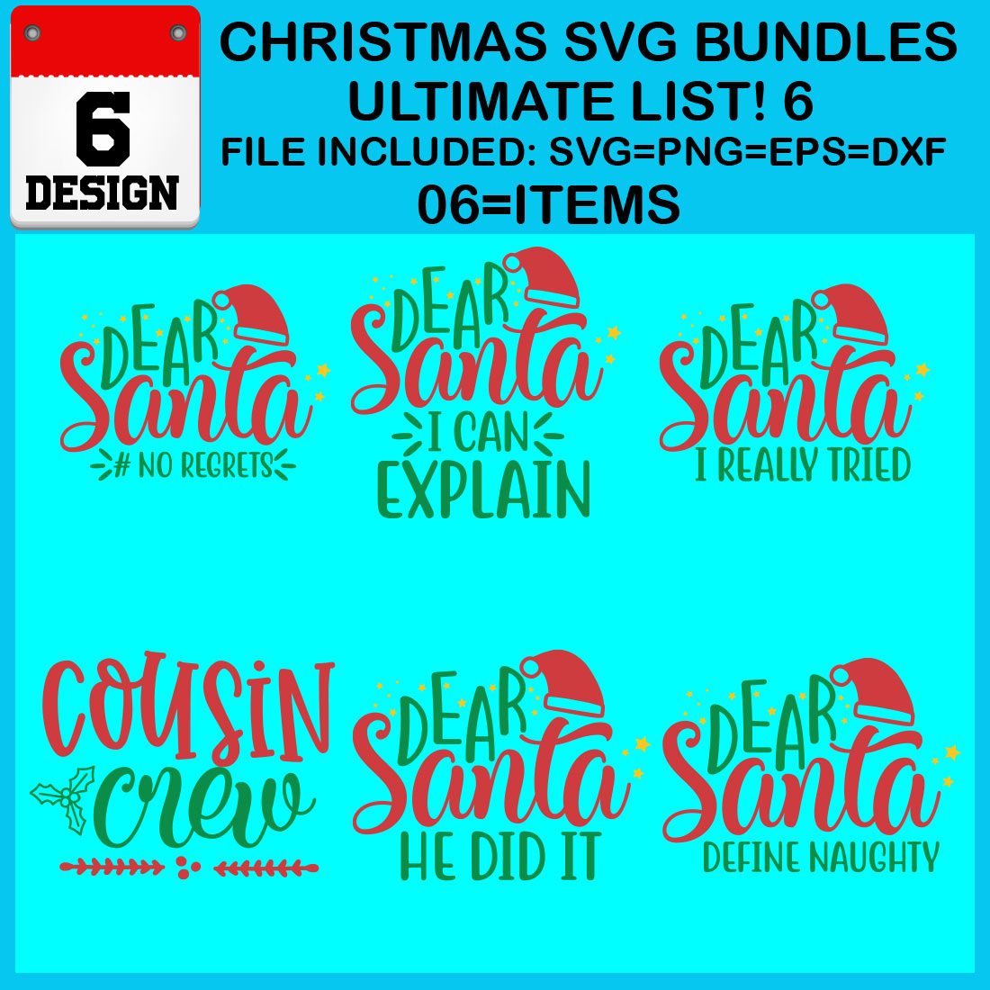 Christmas T-shirt SVG Design Bundles Ultimate List 6 Files cover image.