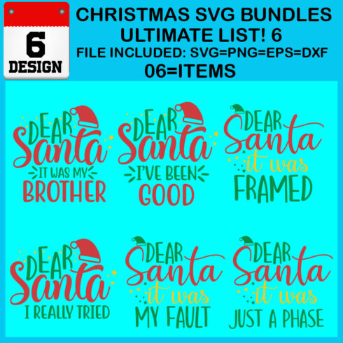 Christmas T-shirt SVG Design Bundles Ultimate List 6 Files cover image.