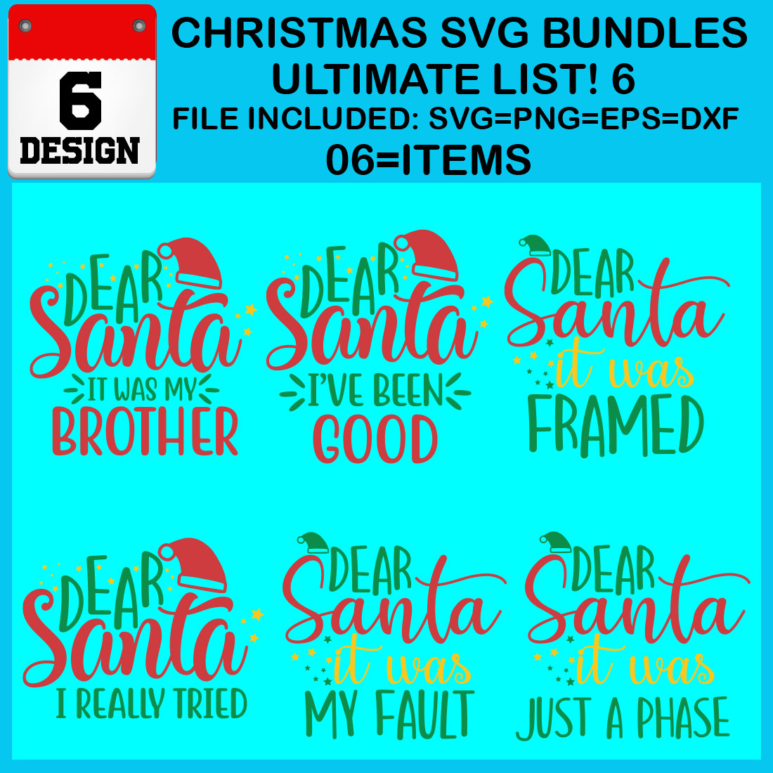 Christmas T-shirt SVG Design Bundles Ultimate List 6 Files cover image.