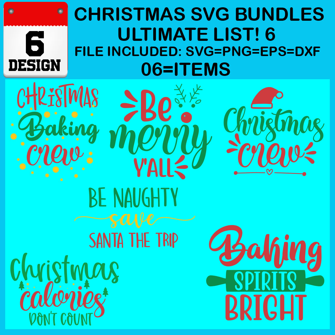 Christmas T-shirt SVG Design Bundles Ultimate List 6 Files cover image.