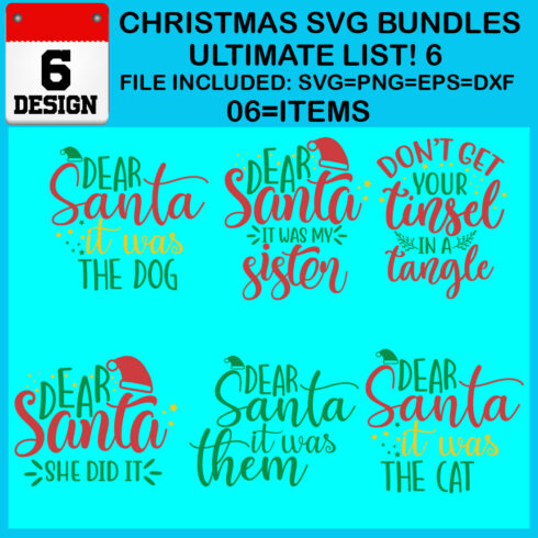 Christmas T-shirt SVG Design Bundles Ultimate List 6 Files cover image.