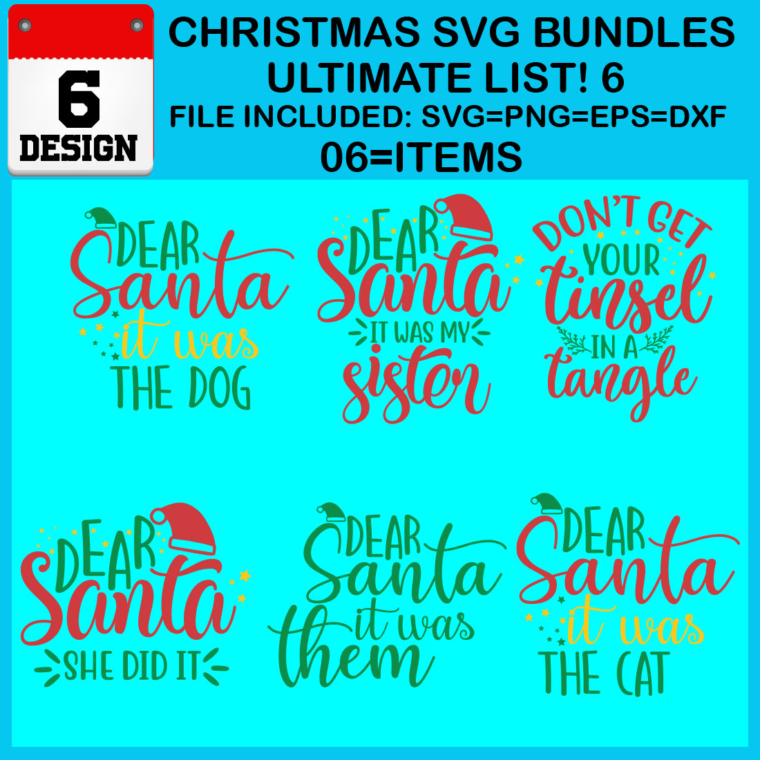 Christmas T-shirt SVG Design Bundles Ultimate List 6 Files cover image.