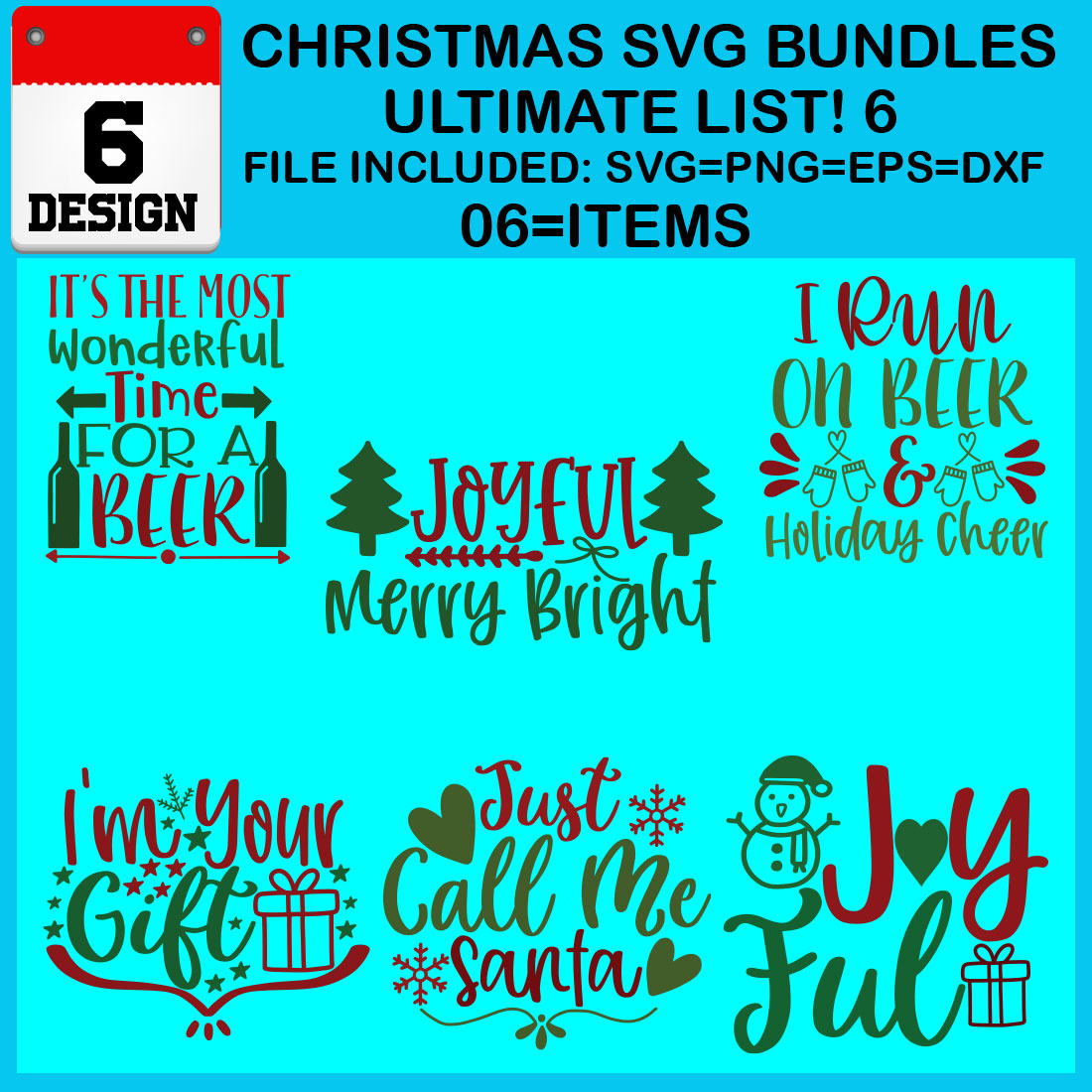 Christmas T-shirt SVG Design Bundles Ultimate List 6 Files cover image.