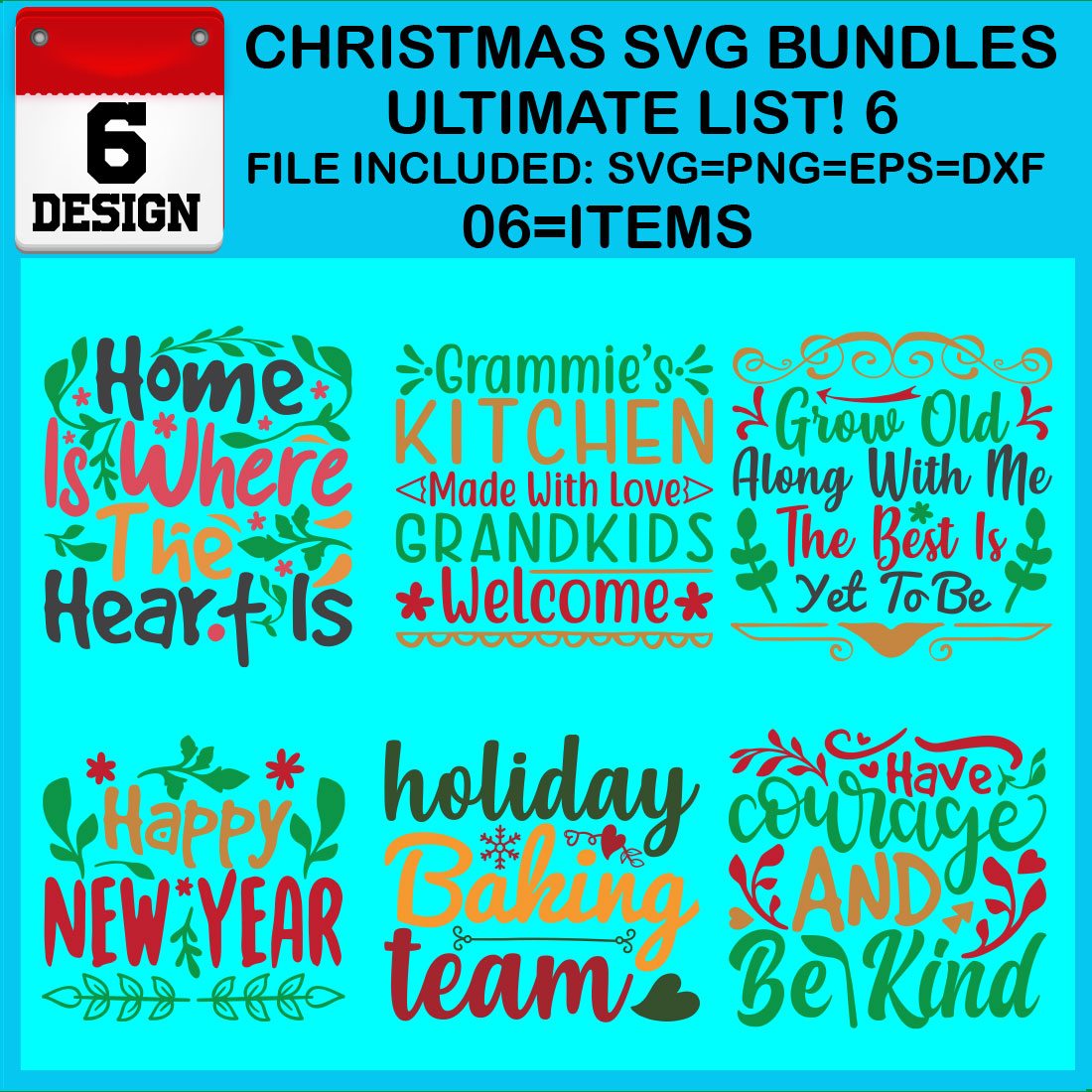 Christmas T-shirt SVG Design Bundles Ultimate List 6 Files cover image.