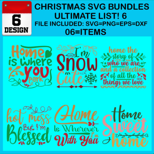 Christmas T-shirt SVG Design Bundles Ultimate List 6 Files cover image.