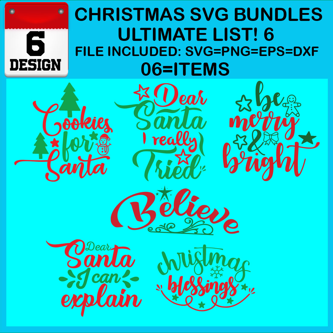 Christmas T-shirt SVG Design Bundles Ultimate List 6 Files cover image.