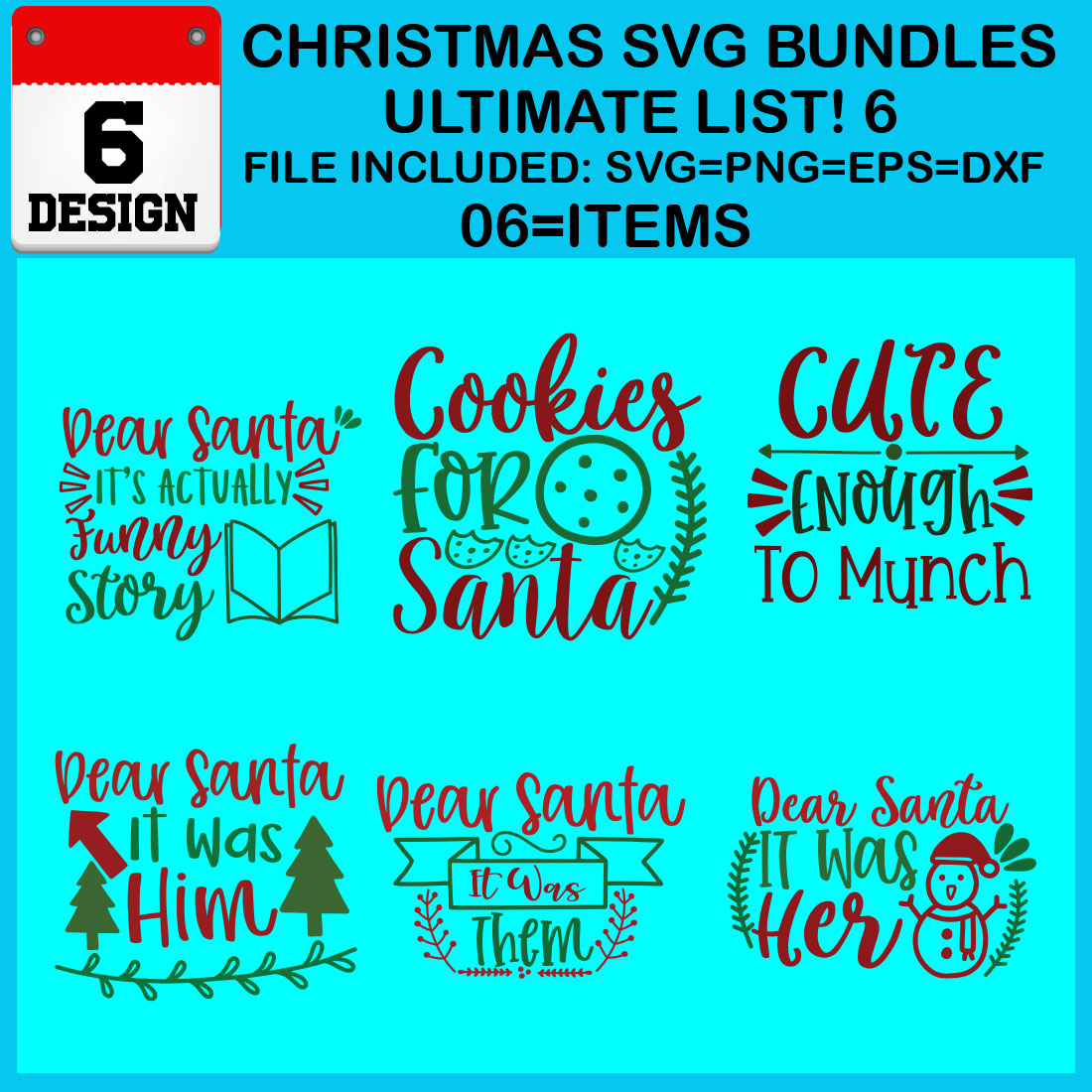 Christmas T-shirt SVG Design Bundles Ultimate List 6 Files cover image.