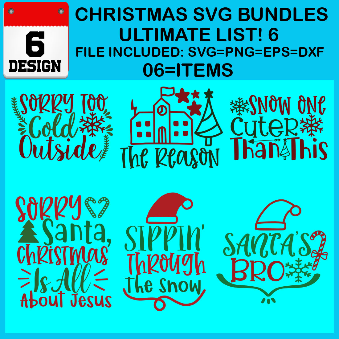 Christmas T-shirt SVG Design Bundles Ultimate List 6 Files cover image.