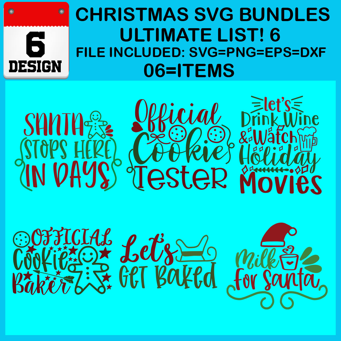 Christmas T-shirt SVG Design Bundles Ultimate List 6 Files cover image.