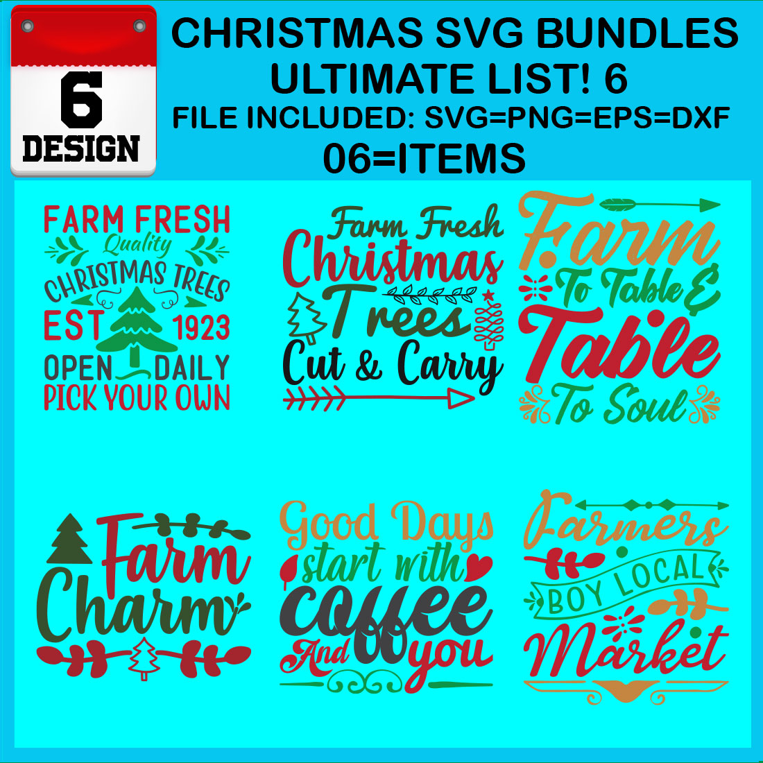 Christmas T-shirt SVG Design Bundles Ultimate List 6 Files cover image.