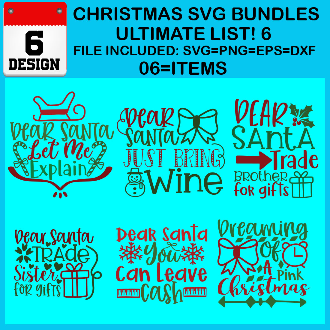 Christmas T-shirt SVG Design Bundles Ultimate List 6 Files cover image.