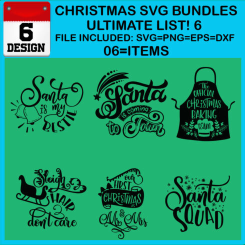 Christmas T-shirt SVG Design Bundles Ultimate List 6 Files cover image.