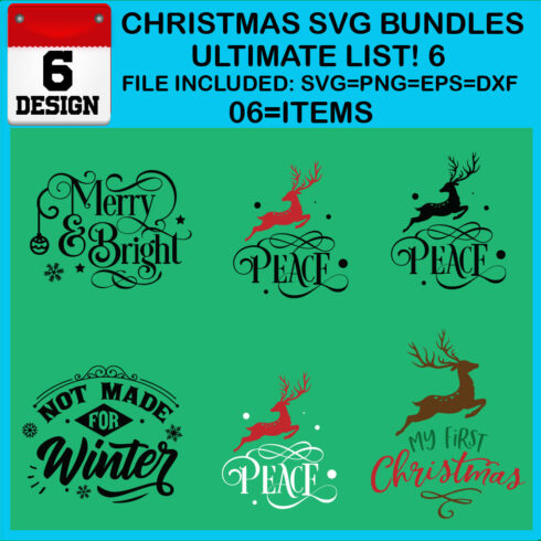 Christmas T-shirt SVG Design Bundles Ultimate List 6 Files cover image.