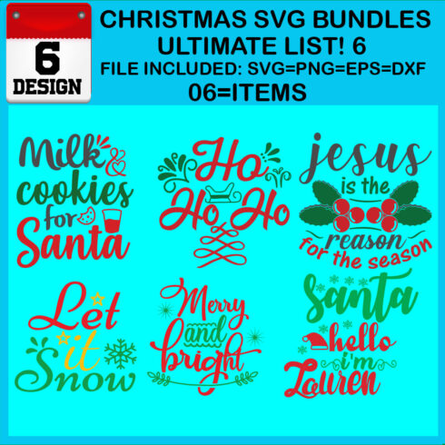 Christmas T-shirt SVG Design Bundles Ultimate List 6 Files cover image.