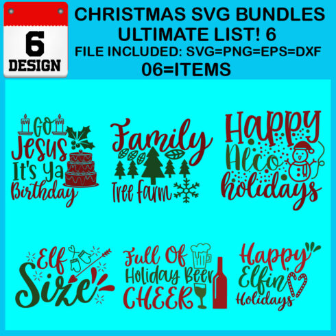 Christmas T-shirt SVG Design Bundles Ultimate List 6 Files cover image.